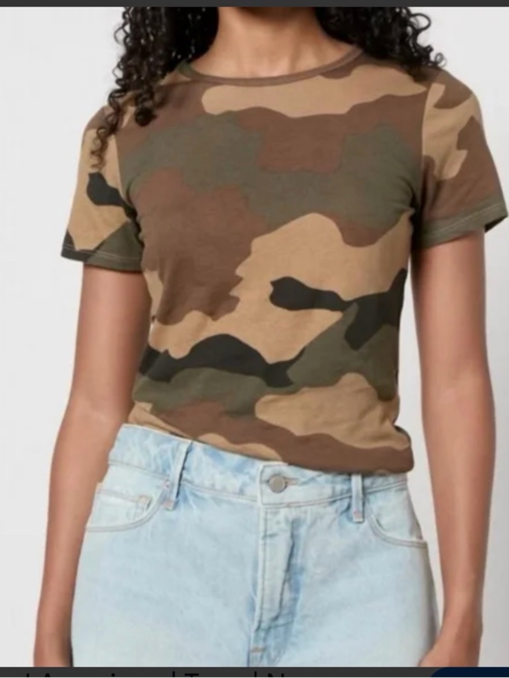 Good American camo fitted tee shirt size M